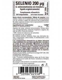 SOLGAR SELENIO LEV 200MCG 50COM