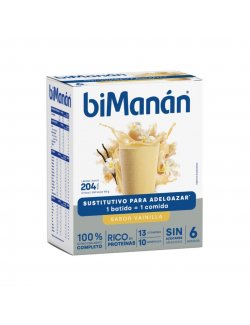 BIMANAN BATIDO RICO EN PROTEINAS SABOR VAINILLA 6 SOBRES