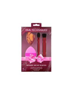 REAL TECHNIQUES XMAS SET MERRY MUST-HAVES PACK 4 PIECE