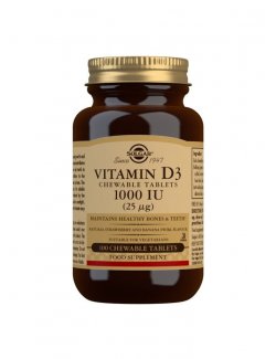 SOLGAR VITAMINA D3 1000 UNI 25MCG 100 COMPRIMIDOS MASTICABLES